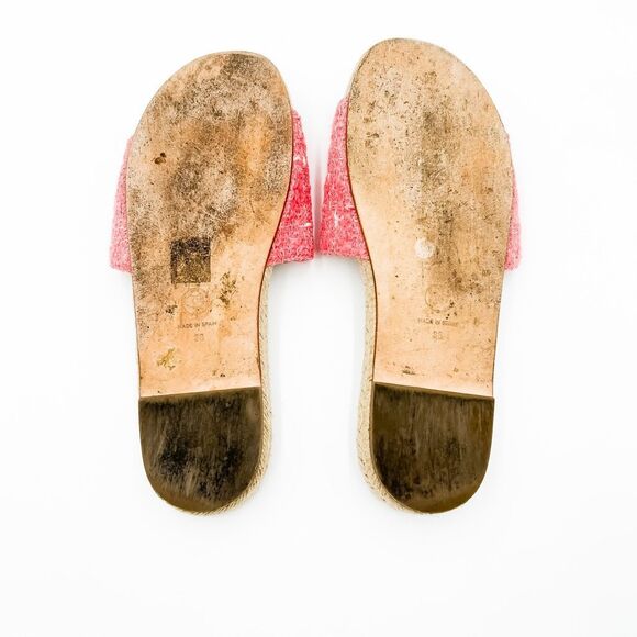 Chanel CC Logo Espadrilles Sandals Pink Tweed Slides Mules EU 38 US 7-7.5 - Picture 7 of 14